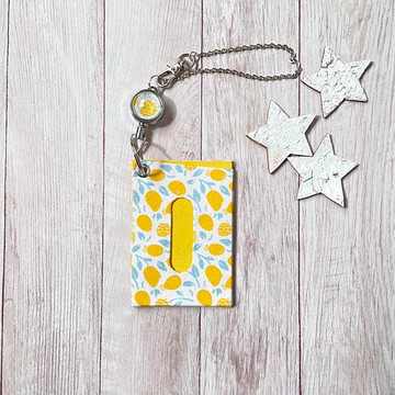 附伸縮鑰匙扣的簡約票卡夾 (蜜糖檸檬)