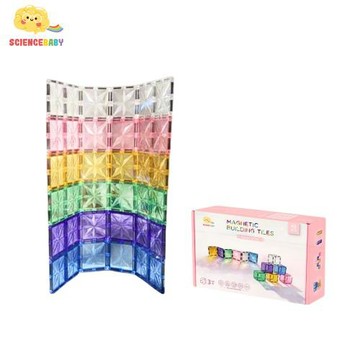 【ScienceBaby】粉彩藝術家42片｜2歲+｜正方形積木｜磁力片 磁性積木 透光積木 相容磁力片 創意啟蒙玩具