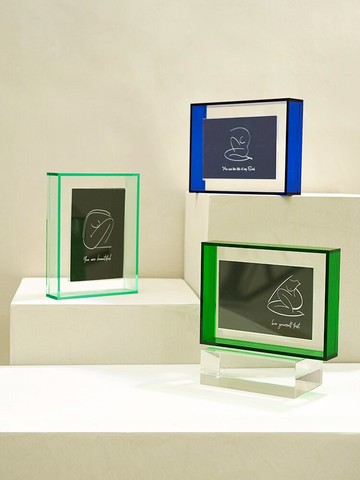 亞克力相框 diy現代亞克力相框擺臺 簡約輕奢創意客廳擺件 ins照片框兩用托盤『XY11354』