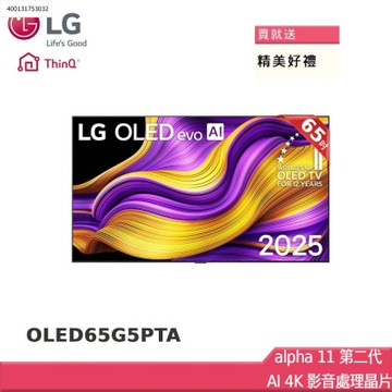 LG樂金 65型 零間隙OLED evo 4K AI智慧聯網顯示器 OLED65G5PTA 贈雙好禮