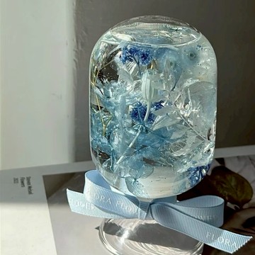 【Flora Flower】水晶球浮游花 - 卡布里藍(贈三色LED底座)