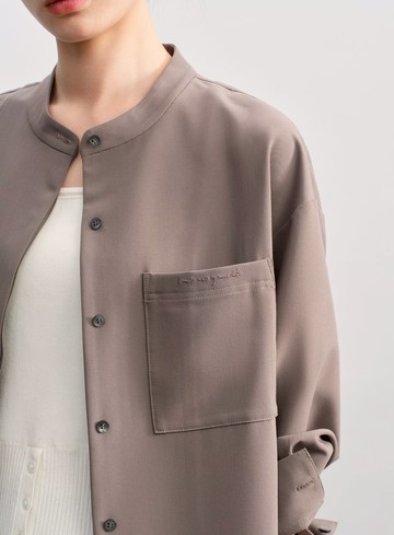 復古寬版刺繡襯衫