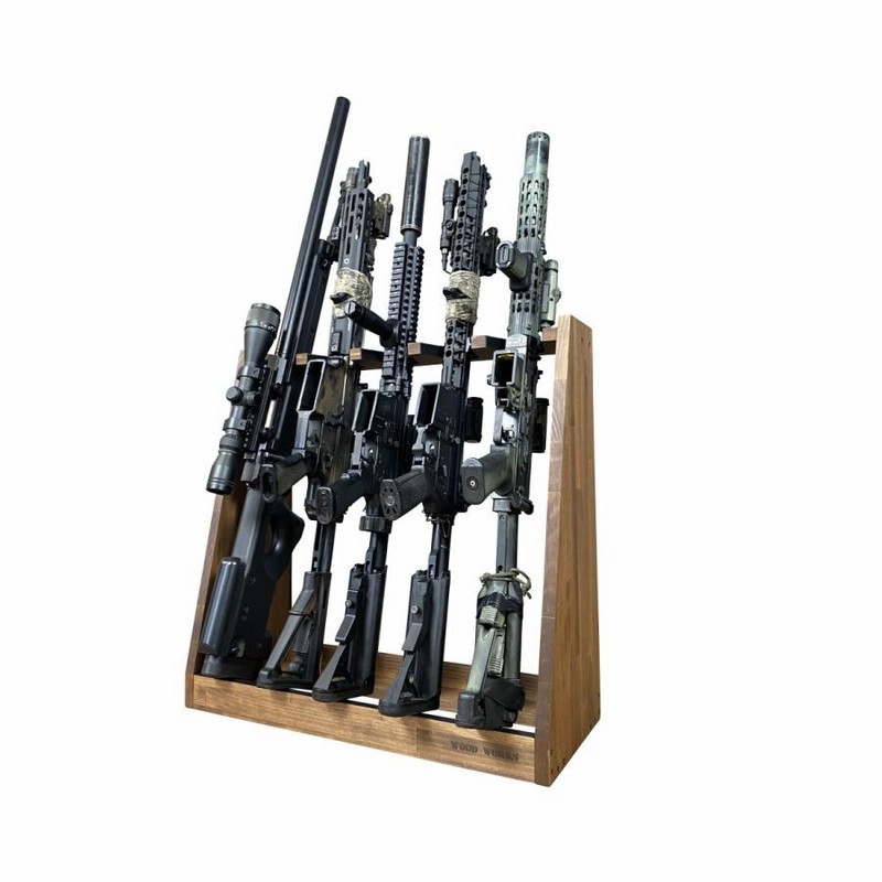 WOOD WORKS ガンラック ライフルスタンド 5本用 ブラウン 【 ガン