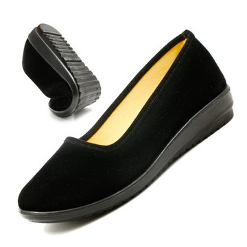 春夏老北京布鞋女式黑色工作鞋軟底平跟酒店職業鞋通勤跳舞媽媽鞋