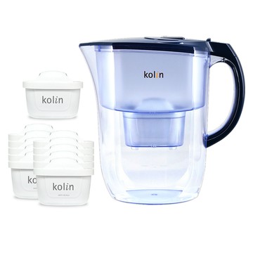 Kolin 歌林 濾水壺 + 四重濾芯 + 五重淨垢濾芯 10個 Brita 適用  藍色  1套