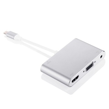 適用iPhone轉HDMI VGA高清轉換器 蘋果手機轉HDMI+VGA+音頻轉換器