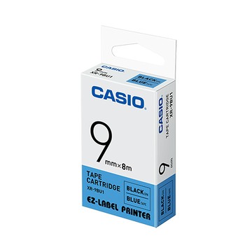 卡西歐CASIO標籤帶/藍底黑字/9mmx8M/XR-9BU1