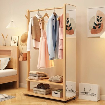 衣帽架 衣架 掛衣架 免運熱銷 附發票 快速出貨 實木掛衣架試衣鏡一體臥室客廳收納置衣架可移動落地穿衣鏡衣帽架