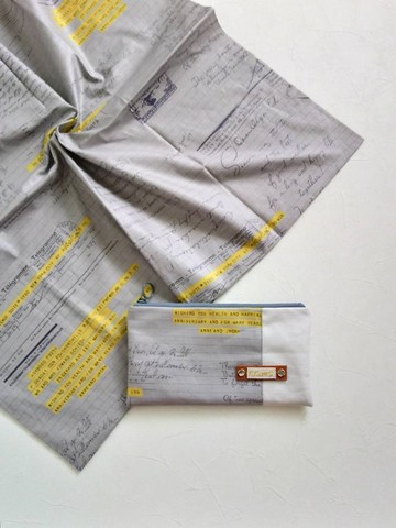 【FAW/萬用長夾(中)】手寫一封信 灰 日本帆布法國銀蔥 內有隔層