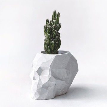 (預購) 神仙堡 仙女閣 幾何骷髏頭灰色水泥仙人掌植栽