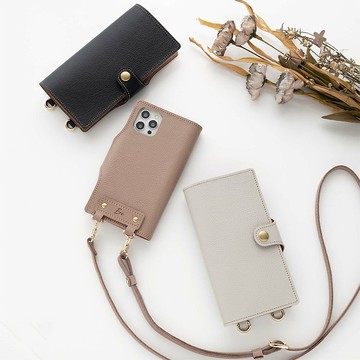 相容於所有型號，垂直智慧型手機單肩包，筆記本款式[縮水皮革]，個人化AS10K