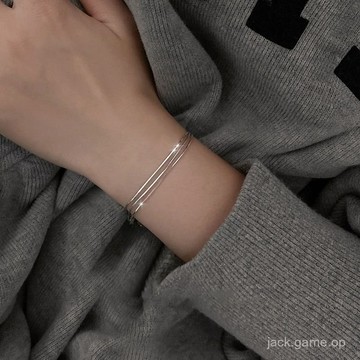 三層蛇骨手鏈女純銀學生簡約氣質小清新閨蜜手鏈ins冷淡風銀手鏈