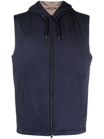 Herno - velvet-effect hooded gilet - men - Polyester/Polyester/Elastane/Modal/Cotton - 44 - Blue