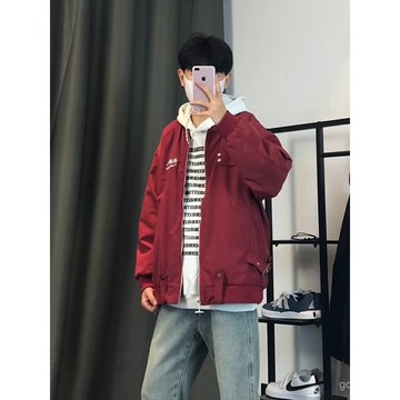 網紅拉鏈外套男秋冬美式高街痞帥複古工裝棒球服情侶飛行夾剋 工作夾剋 日係古著 寬鬆  棉質上衣 男女衕款