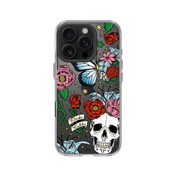 iPhone 16 Pro Clear Case（相機按鈕） 透明 - Frida Kahlo - 花骨骷顱頭