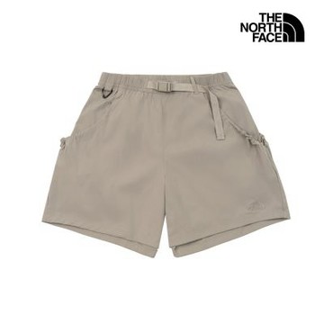 【The North Face 官方旗艦】北面女款淺棕色DWR防潑水抽繩口袋短褲｜8G022MB