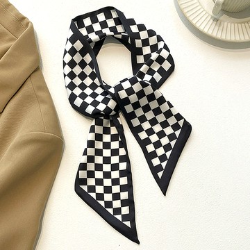 soosda 波麗娜女款小領巾  黑白格  95 x 10cm