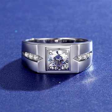 【米蘭精品】莫桑鑽戒指925純銀銀飾-1克拉商務時尚寬面男飾品2色73yk94