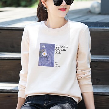 女裝長袖t恤年新款早春高檔韓版寬松百搭薄款上衣體恤衫女潮