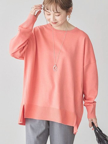 前短後長剪裁長袖針織上衣(0H000110100) - AMERICAN HOLIC