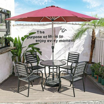 【帶傘桌椅組合】免運 戶外休閑擺攤桌椅 帶傘防腐木庭院 室外 商用組合露天外擺太陽遮陽傘 HJGZ01195