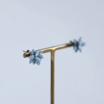 Tatting Lace 小花耳環 淺藍色