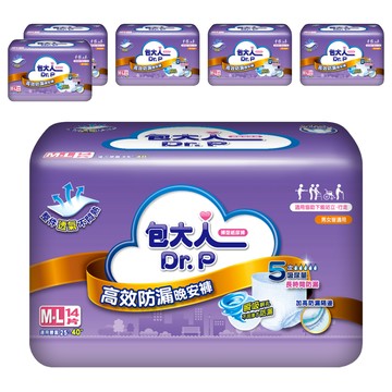 Dr.P 包大人 高效防漏晚安褲  6包  14片  M~L