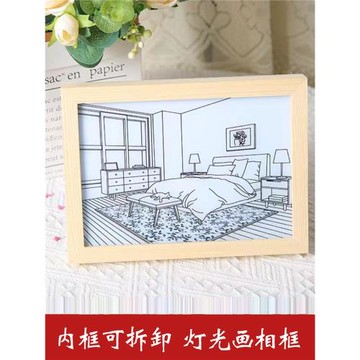 【內框可拆卸】新款ins風燈光畫立體中空相框3cm裝飾臺燈廠家直銷