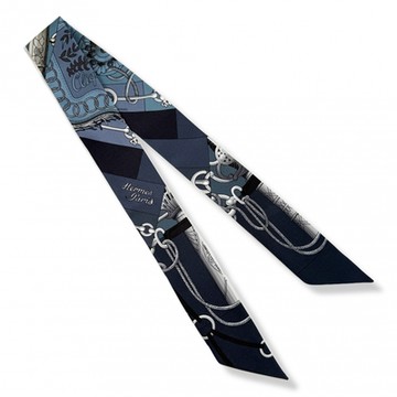HERMES Twilly絲巾 古典圖騰 (藍灰色系 Cliquetis)