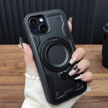 適用蘋果16手機殼iPhone15ProMax旋轉折疊支架14合金隱形支架13磁吸充電12防摔硅膠保護套11大孔時尚B10