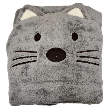 Million Dollar Baby 珊瑚絨速乾造型連帽浴巾 100%超細纖維 適用於0個月起  灰貓  1條