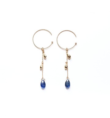 吊式藍寶石 K10 圈形耳針~RADIANT MOMENTS~