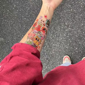 發2張【蟹堡王ins風】超可愛高級感紋身貼防水持久仿真刺青貼