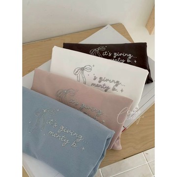 【太妮絲AB142】現貨 立體 蝴蝶結 字母 短袖上衣 液體 銀色 金屬感 短袖上衣 簡約 短版上衣 夏天女裝 可愛