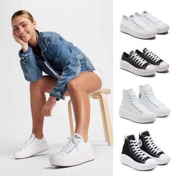 【CONVERSE】休閒鞋 帆布鞋 厚底鞋 CTAS MOVE 高低筒 女鞋-570257C 570256C 568498C 568497C