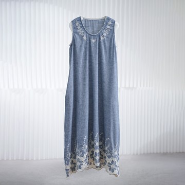 復古刺繡鏤空下擺背心洋裝970531