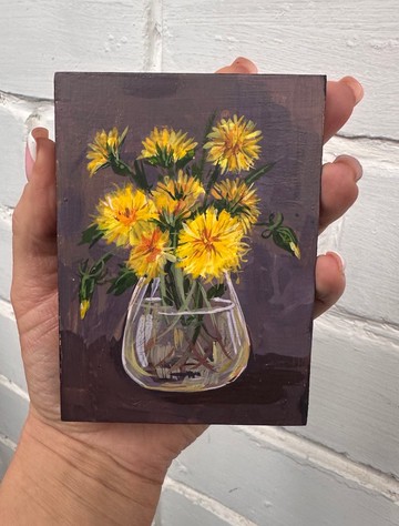 合板上的迷你蒲公英畫