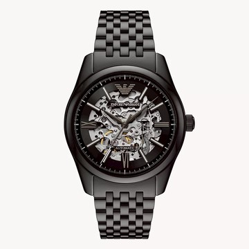 EMPORIO ARMANI 亞曼尼 AR60093 時尚鏤空錶盤機械錶 黑 41mm｜樂天全館特惠中★指定刷卡回饋10%