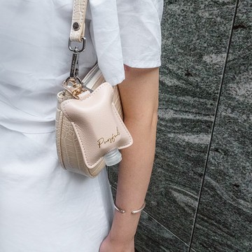 【女友禮物】酒精搓手液套 吊飾 鑰匙扣 - 裸色