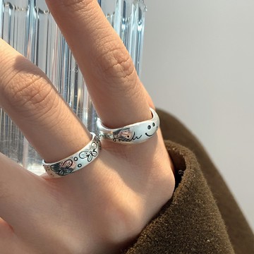 小寶925純銀蝴蝶開口戒指小眾設計女ins潮復古輕奢指環冷淡風個性