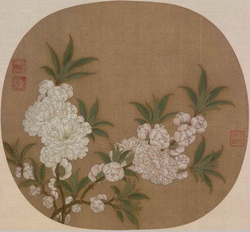 仿古畫名畫復制品宋佚名碧桃圖頁50-45厘米花鳥畫國畫名人字畫