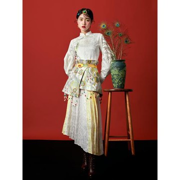 藏族藏風百褶裙女  國風民族風/造物節聯名  藏式鑲邊/織錦腰封