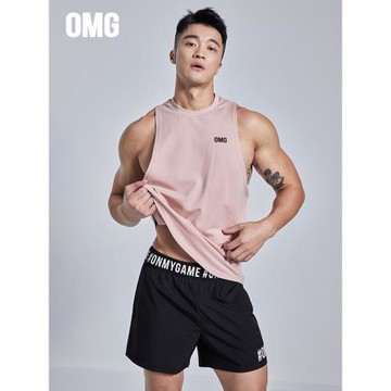 OMG純棉高彈力衣服男士運動背心