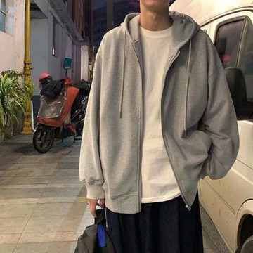 2025新款連帽衛衣男寬松休閑長袖開衫外套潮流百搭春秋冬加絨上衣