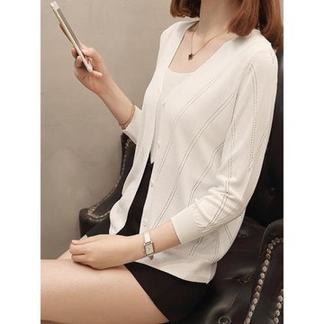 夏天針織女開衫薄外套2025新款短款冰絲夏季外搭女式小披肩防曬衫