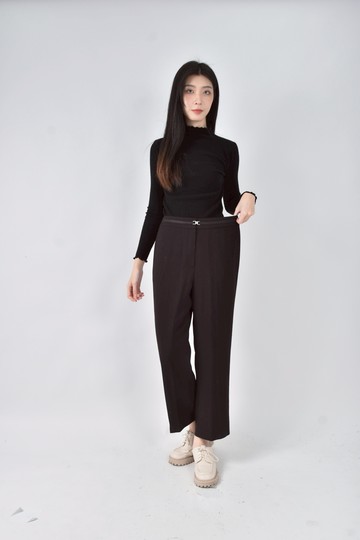 (XL) 伊蕾iley高腰秋冬鉤扣黑色長褲