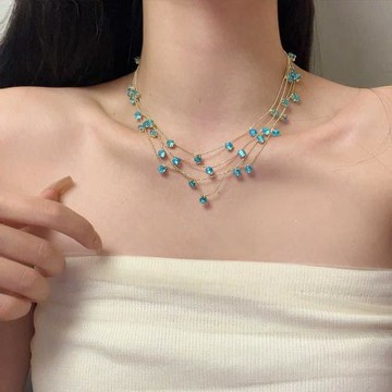 晚宴主角！滿天星鋯石流蘇項鏈女款小眾個性多層疊戴鎖骨鏈高級感