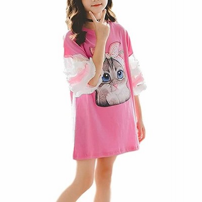 フリフラ 160cm 桃 キッズ ワンピース フリル袖 ネコ柄 ロゴプリント付き デニム 女の子 ドレス Mdm ピンク 160 通販 Lineポイント最大get Lineショッピング