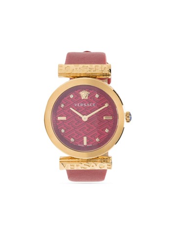 Versace - Regalia 34mm - women - Sapphire Crystal/stainless steel/Calf Leather - One Size - Red