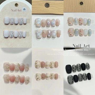 高品質輕奢琺瑯高級磨砂手繪氣質顯白純手工穿戴甲假指甲指甲貼